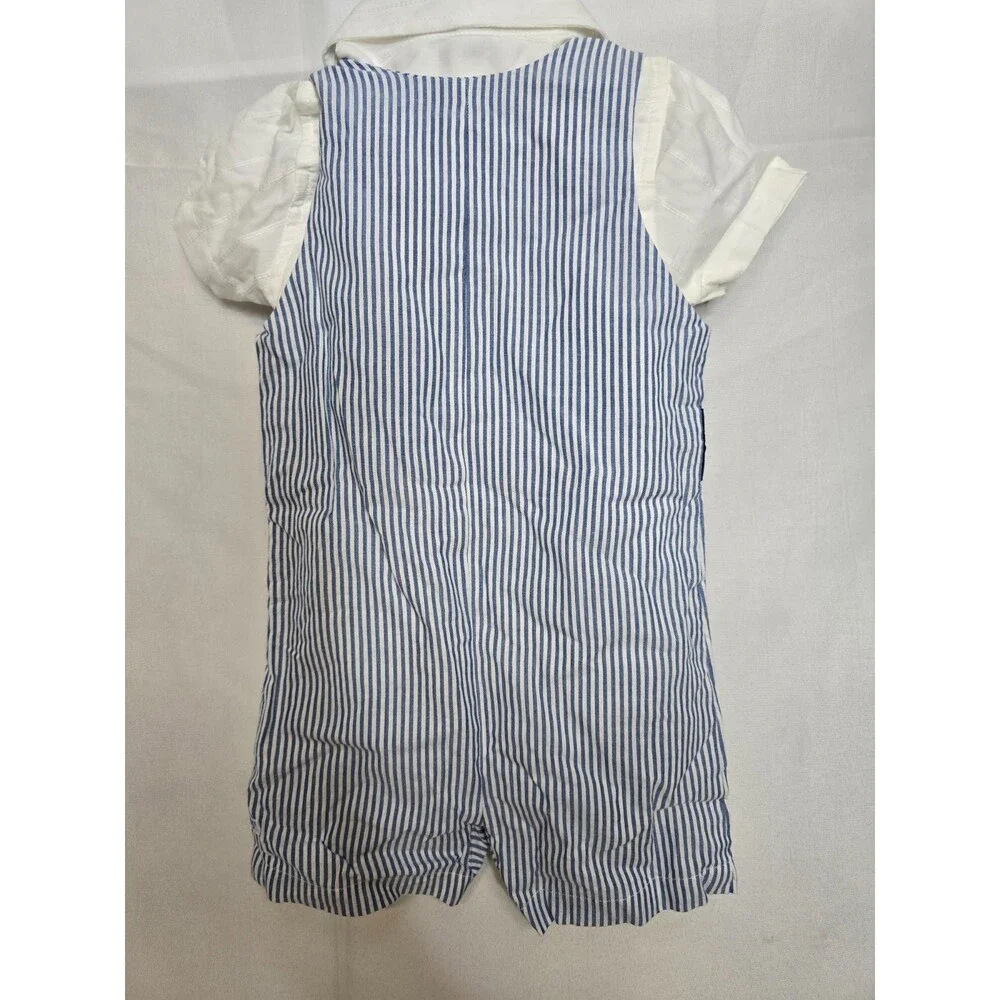 NWT Rugged Butts Kids Blue SS Jon Jon & White Bodysuit Outfit Set Size 6-12M